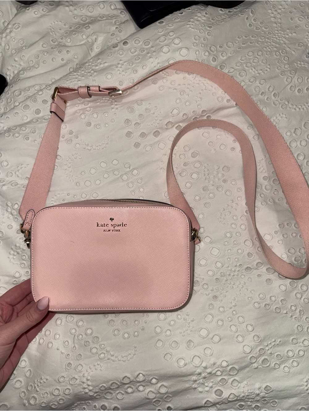 kate spade Blush Pink Saffiano Crossbody Camera Bag